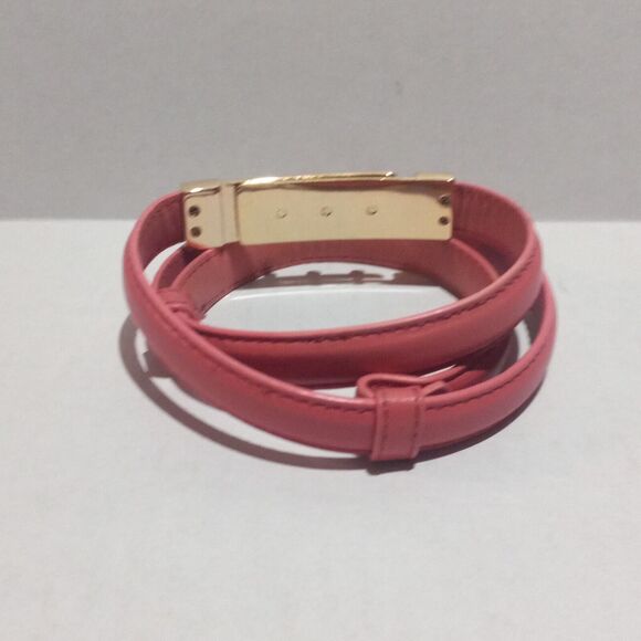 J.McLaughlin Pink Leather Skinny Belt-Size S/M-Gold Hardware-Adjustable- - Picture 3 of 9